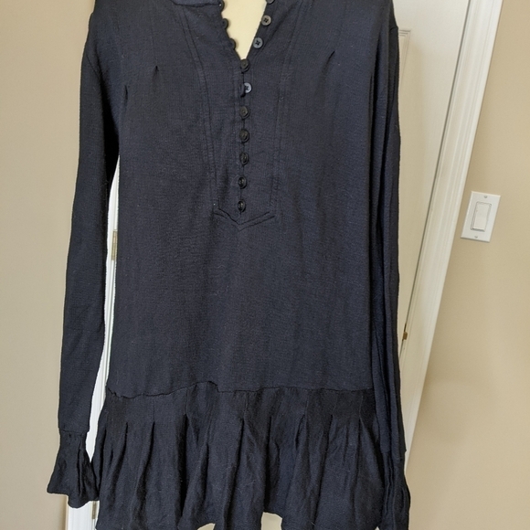 𝅺free people your girl tunic ruffled top black boho Bohemian shirt - Picture 10 of 10